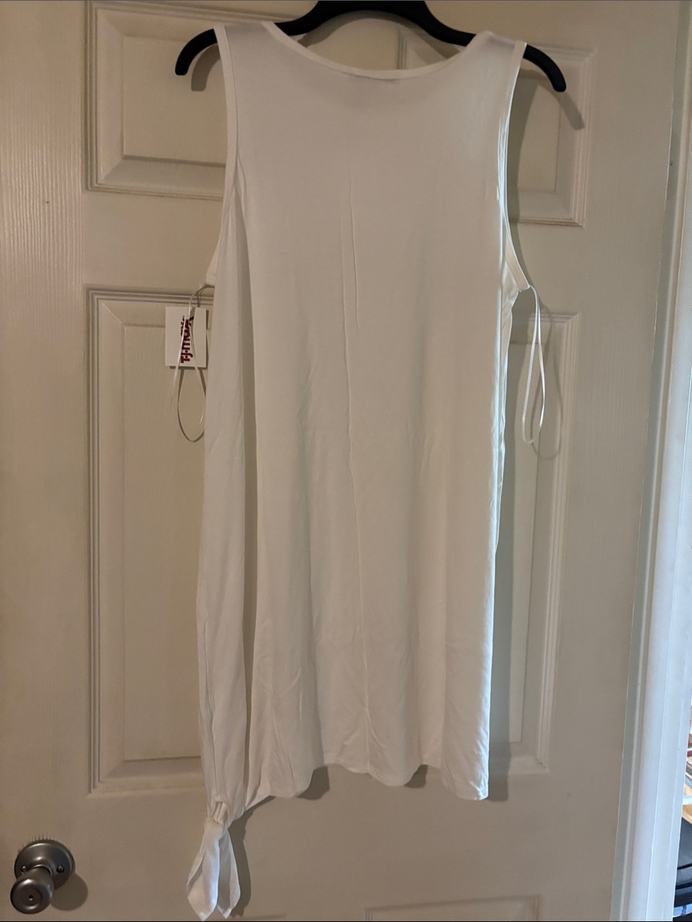Green Envelope White Sleeveless Dress with Tie Sides - Picture 3 of 4